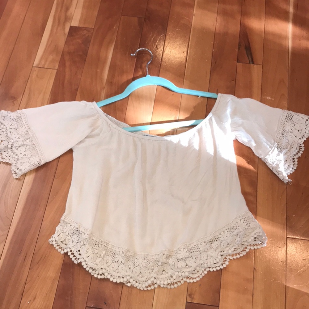 Charlotte Russe off the shoulder cropped shirt